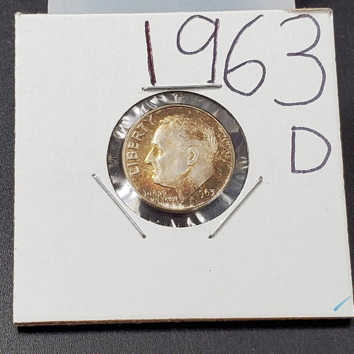 1963 D Roosevelt Silver Dime Coin PQ AMBER Toning Toner OBV UNC
