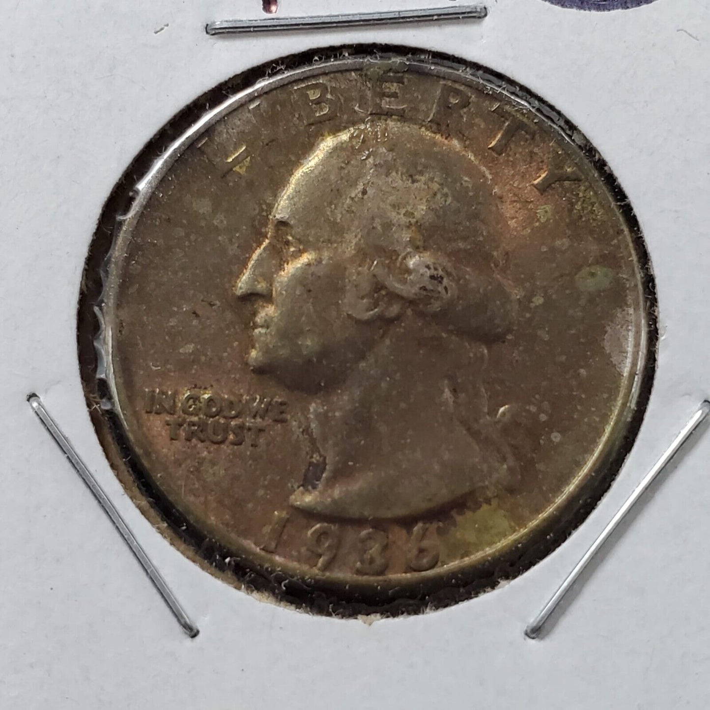 1936 P Washington Silver Quarter Coin Good Circ toning Toner XF EF