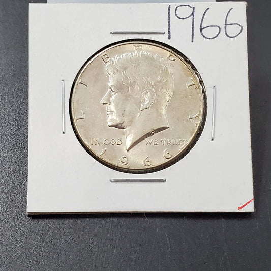 1966 P Kennedy 40% Silver Half Dollar Coin Nice Toning Toner CH BU