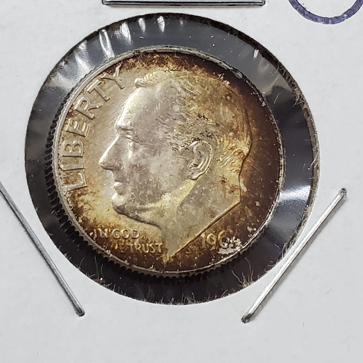 1964 D Roosevelt Silver Dime Coin Toning Toner PQ Amber Choice BU UNC