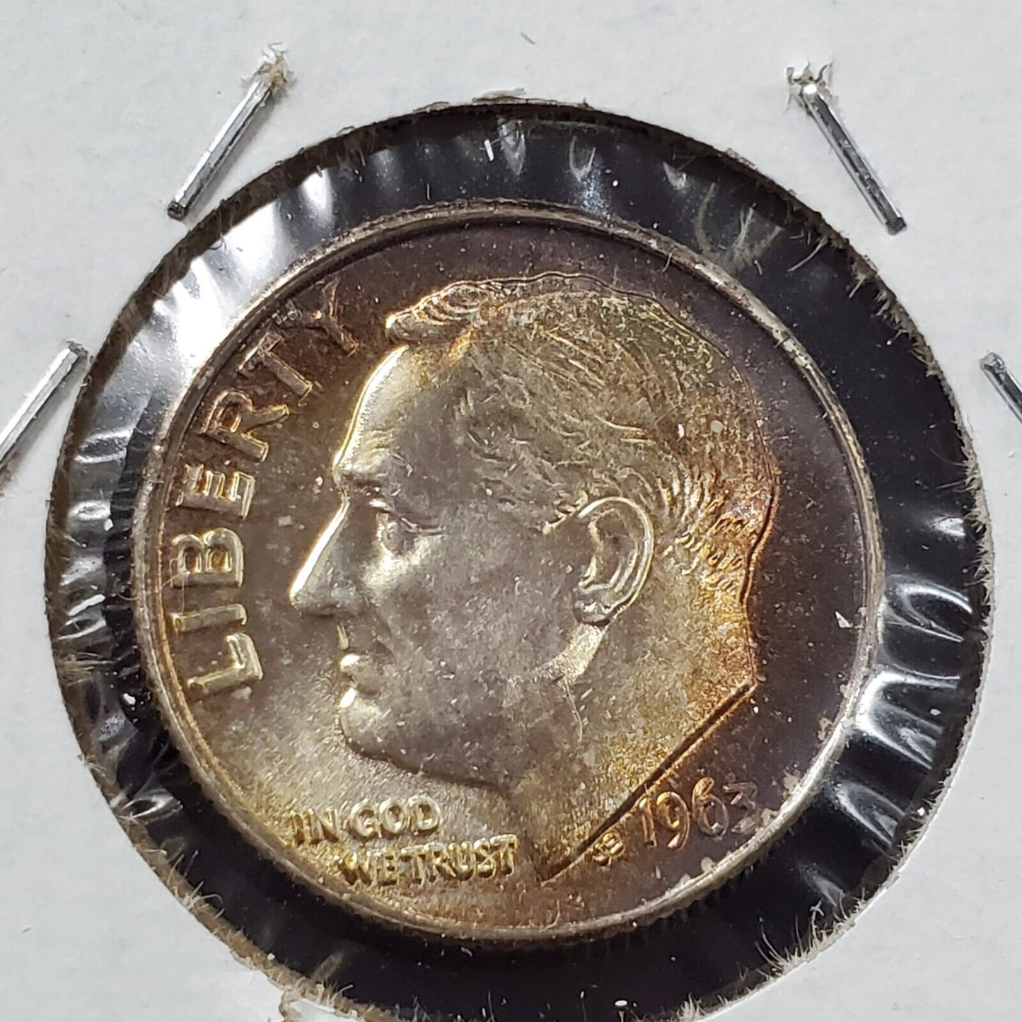 1963 P Roosevelt Silver Dime Neat Toning Toner PQ * Rainbow CH BU Coin