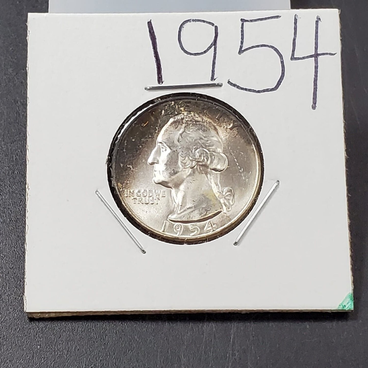 1954 P 25C Washington Quarter Silver Coin Neat Toning Choice BU UNC