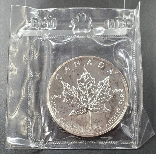 Canada 1988 5 Dollar Maple leaf 1 OZ Silver Original RCM sealed OGP CH BU