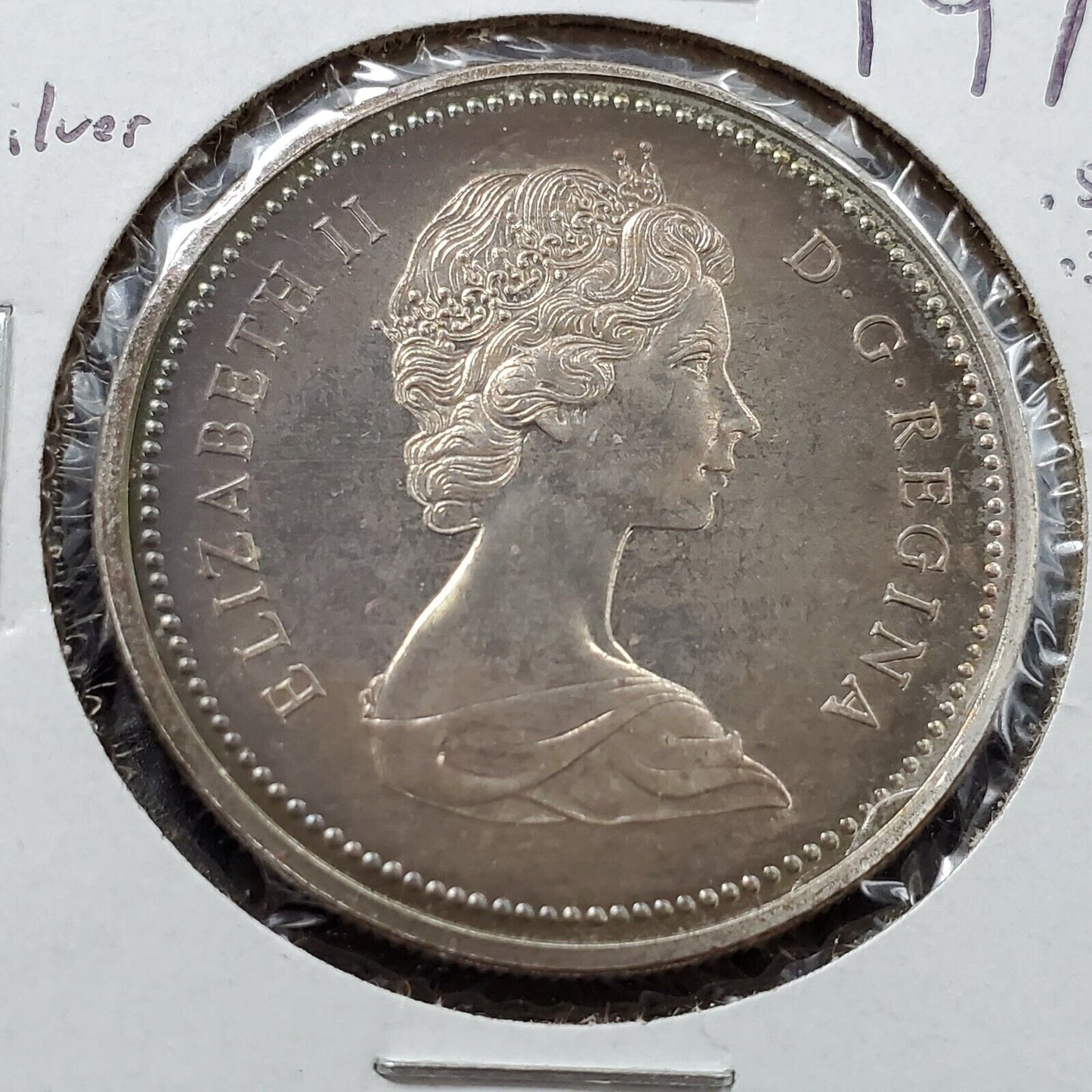 1971 Canada $1 Dollar British Columbia Commemorative Silver Neat Toning Toner