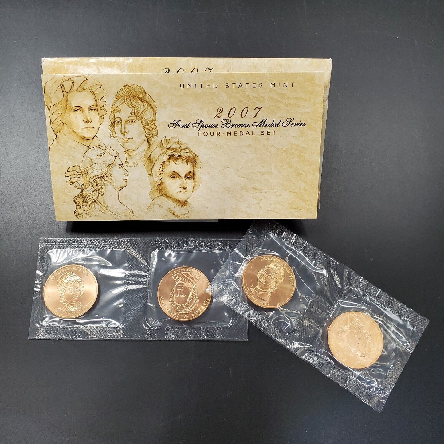 2007 First Spouse Bronze Medal Series Four-Medal Set FIRST ISSUE OGP