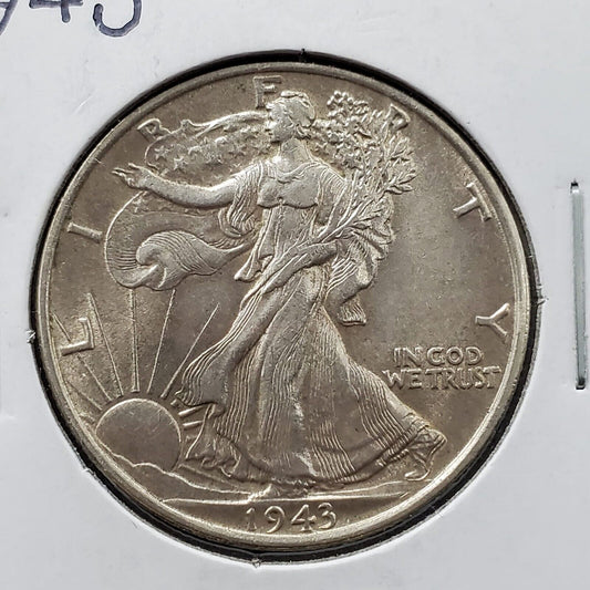 1943 P 50C Walking Liberty Silver Eagle Half Dollar Choice AU About UNC Nice