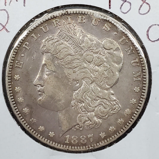 1887 O $1 Morgan Silver Dollar Coin VAM 2 RPD Repunched Date DBLE 1 TPL 7 VF /XF