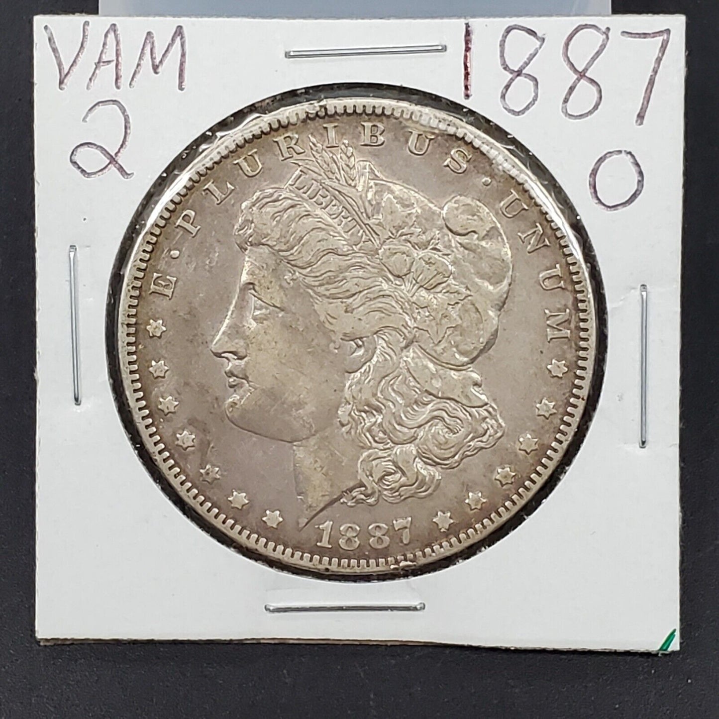 1887 O $1 Morgan Silver Dollar Coin VAM 2 RPD Repunched Date DBLE 1 TPL 7 VF /XF