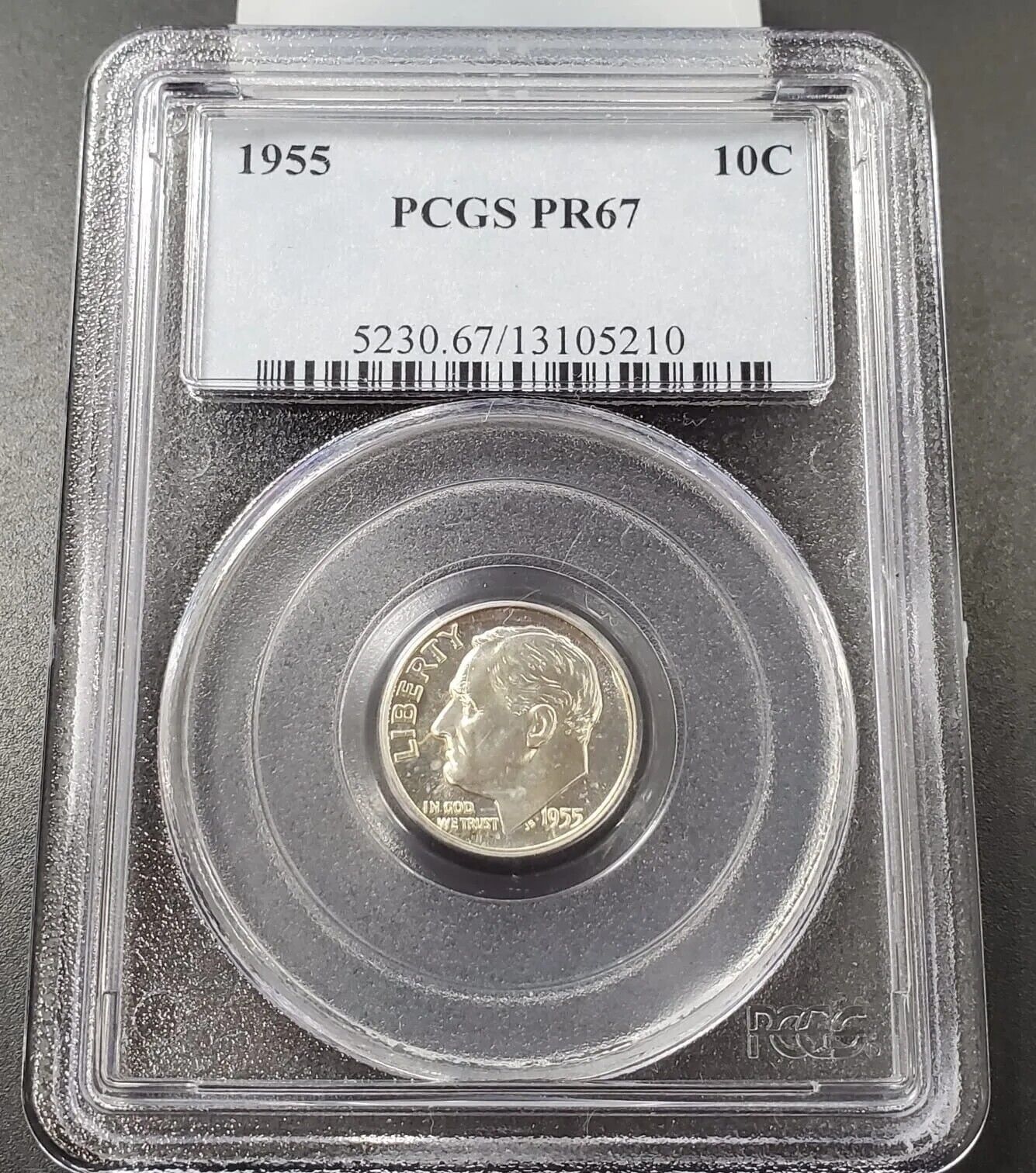 1955 P Roosevelt 10c Silver Dime Coin PCGS PF67 Gem Proof Certified