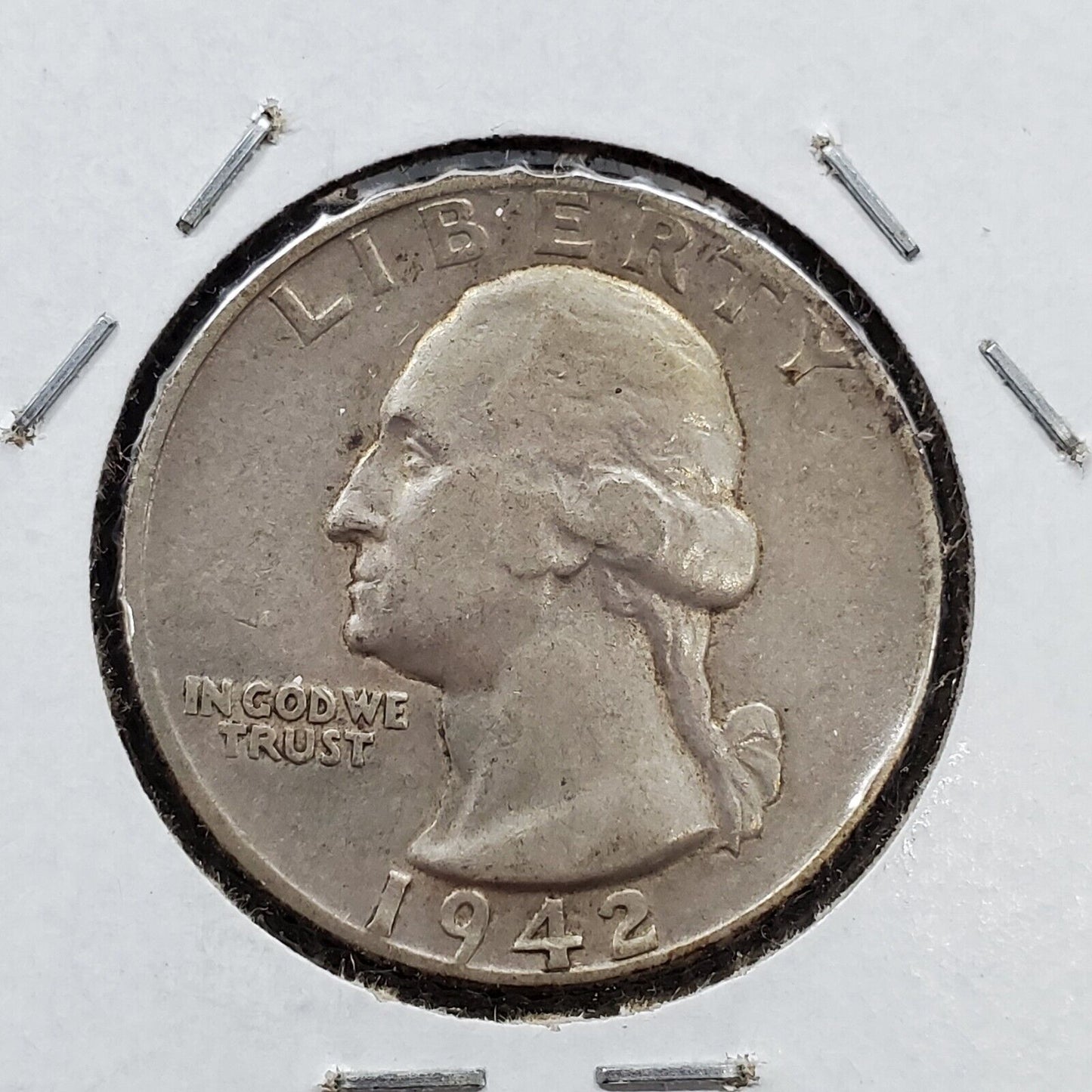 1942 P 25C Washington Quarter Silver Coin DDR Neck FS-803 Double  Die Variety VF
