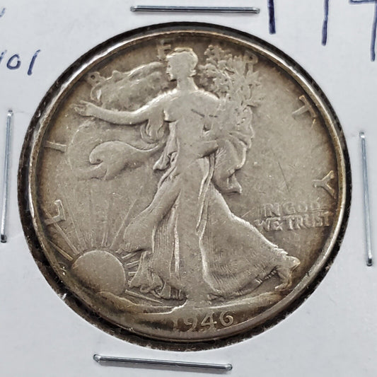 1946 P 50c Walking Liberty Variety Half Dollar FS-101 DDO Neat Toning Eagle