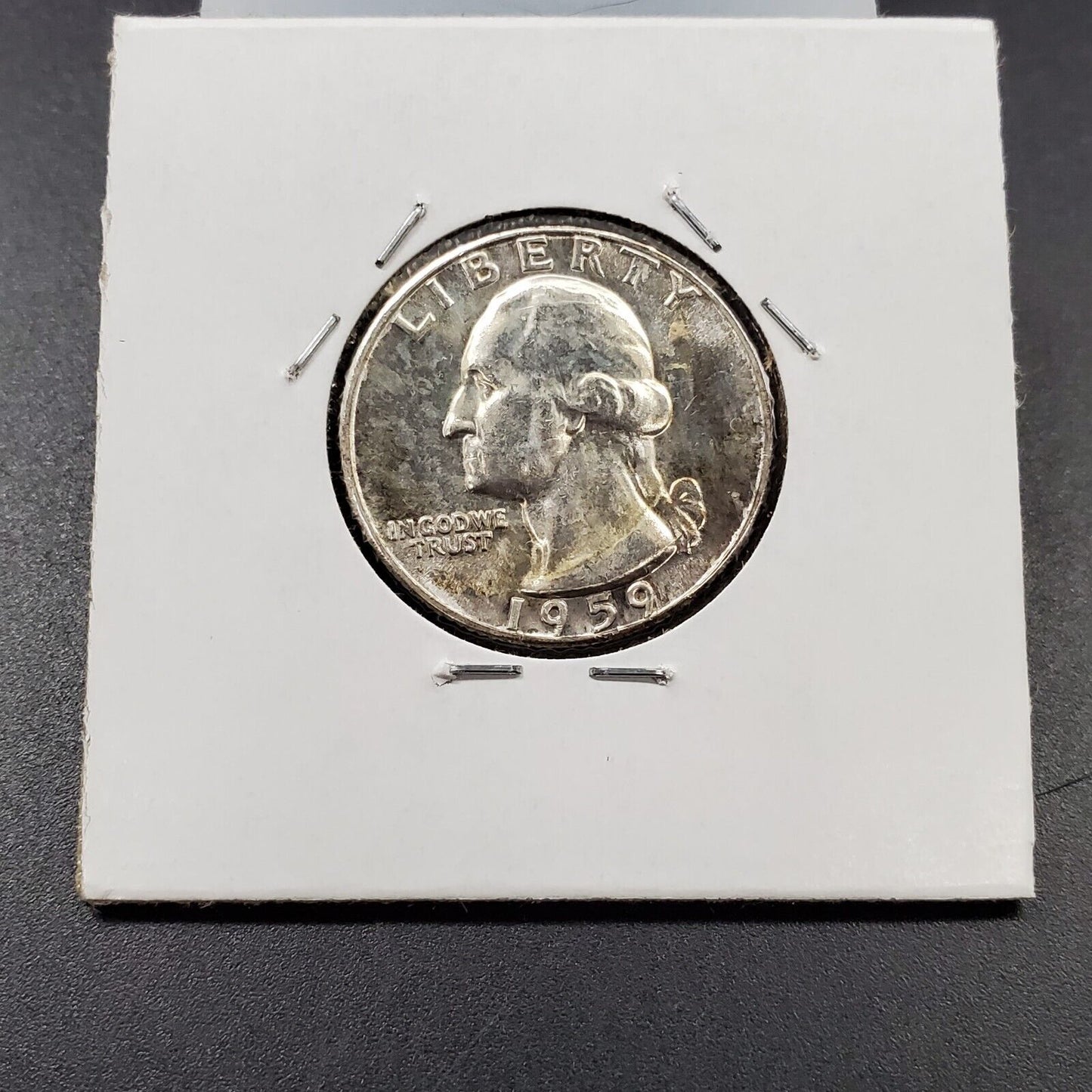 1959 P 25C Washington Quarter Silver Coin TYPE B PROOF REVERSE AU Toner