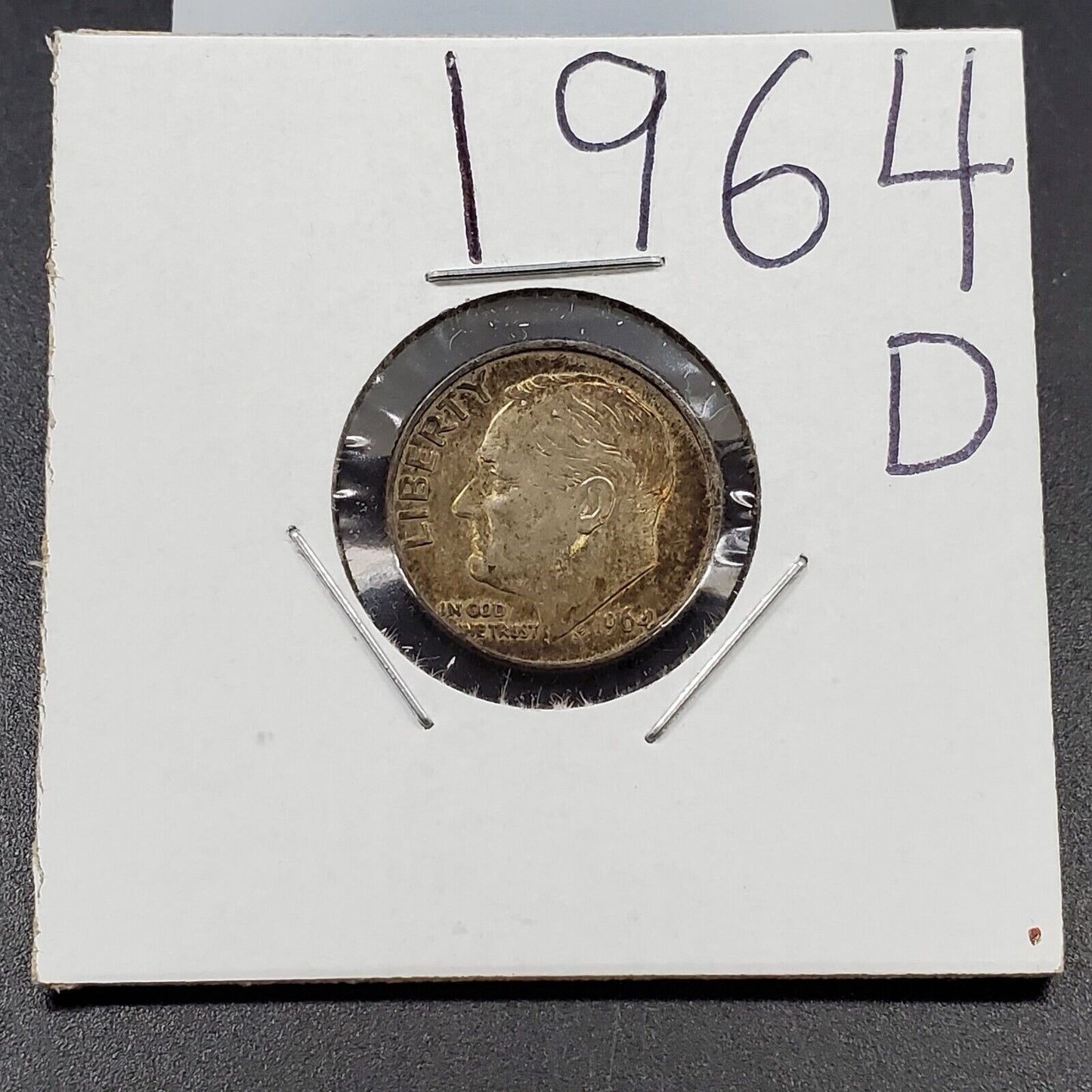 1964 D Roosevelt Silver Dime Coin Neat Toning Toner Original Color