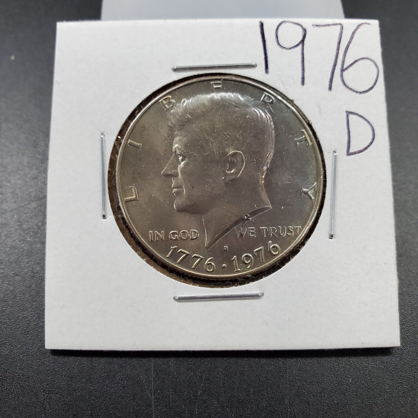 1976 D 50c Kennedy Clad Half Dollar Coin CH BU UNC Neat Toning Toner