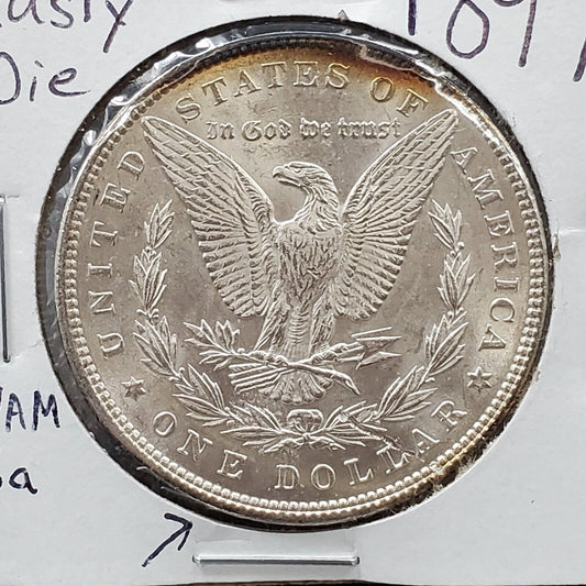 1897 P Morgan Silver Eagle Dollar VAM 6A BU Reverse Struck w/ Rusty Die Variety