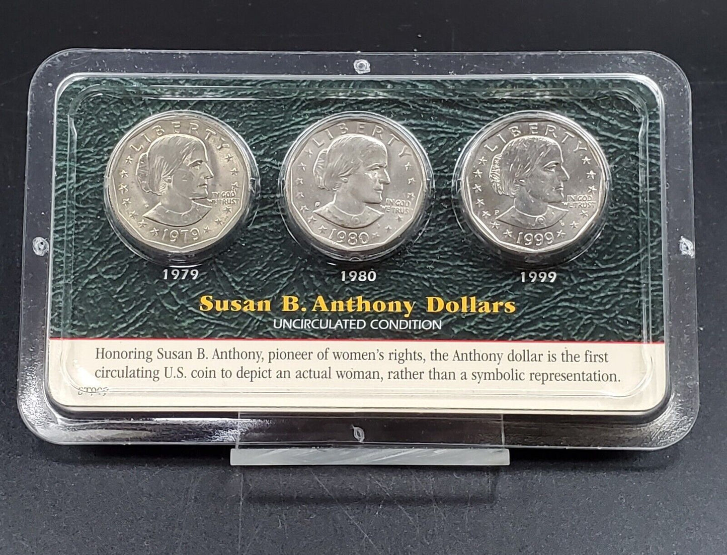 (1) 1979 1980 1999 Susan B Anthony Dollars 3 Coin Random Mints Uncirculated Set