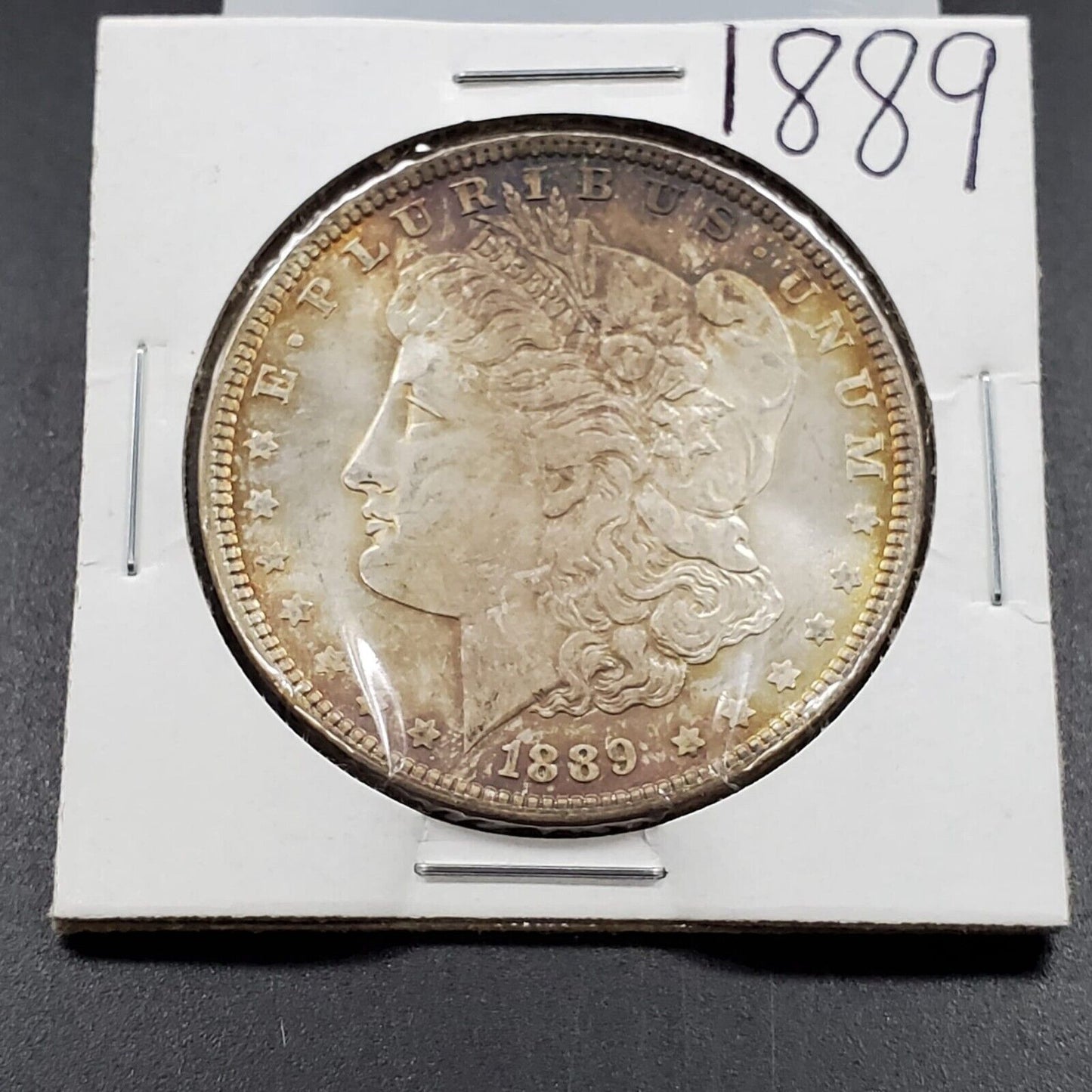 1889 P $1 Morgan Eagle Silver Dollar Coin Choice AU Neat Toning Original TONER