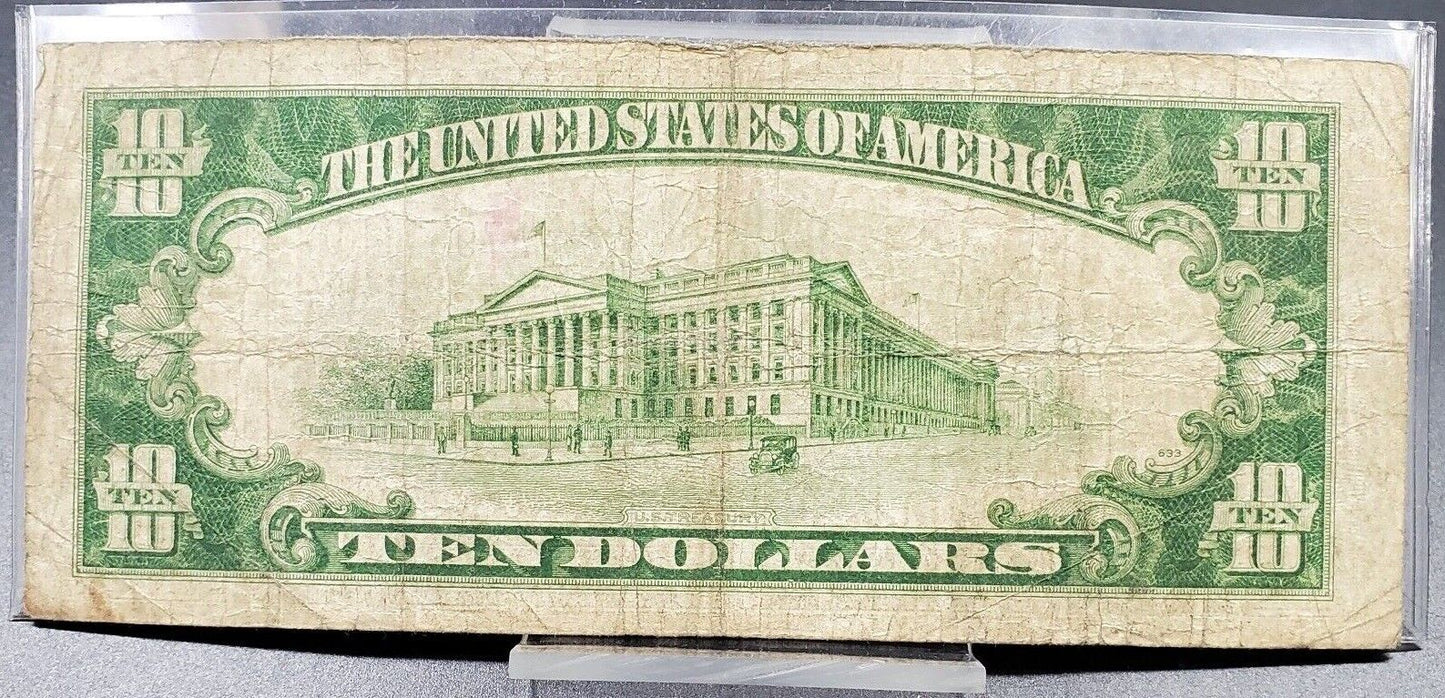 1934 $10 Blue Seal Silver Certificate Mule Note Different Size Block #s CH Fine