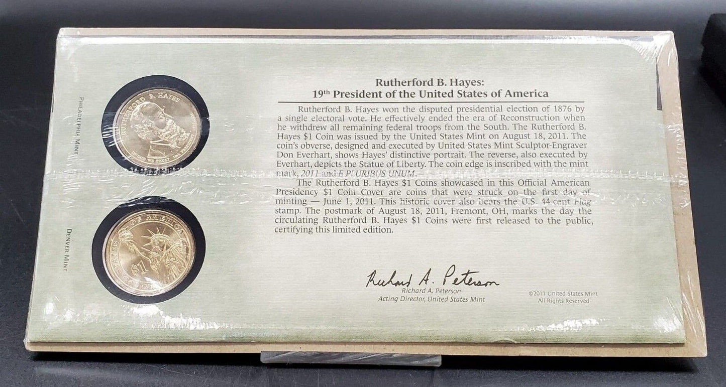 2011 RUTHERFORD B HAYES 19Th Presidential Dollar P & D 2 coins Set First Day OGP