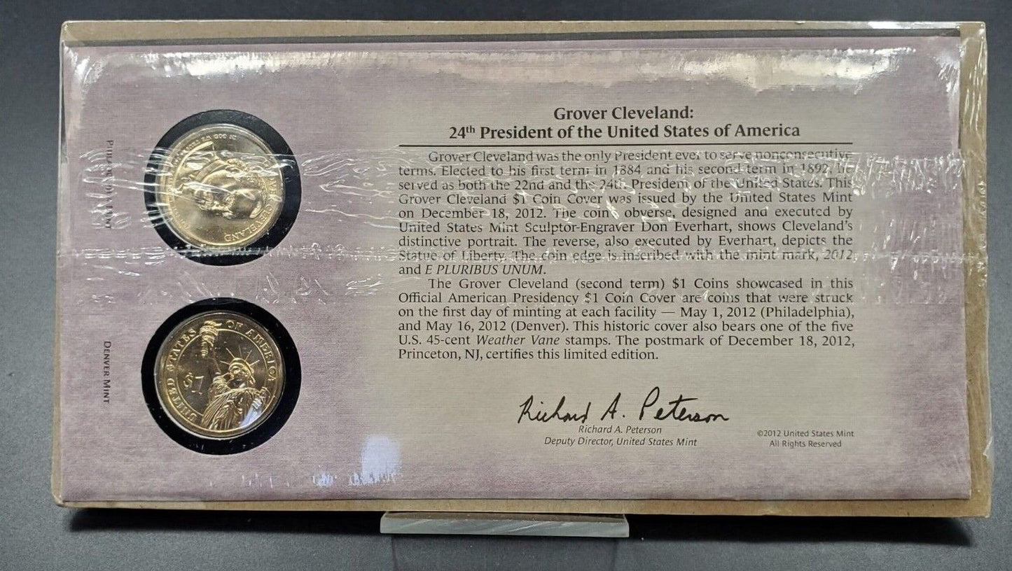 2012 GROVER CLEVELAND 2nd TERM Presidential Dollar P D 2 coins Set First Day OGP