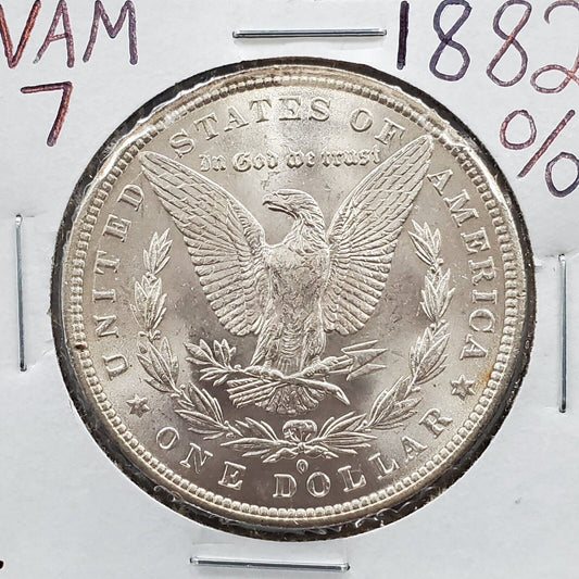 1882 O Morgan Silver Dollar Silver Coin Choice BU UNC Vam 7 Variety O/O