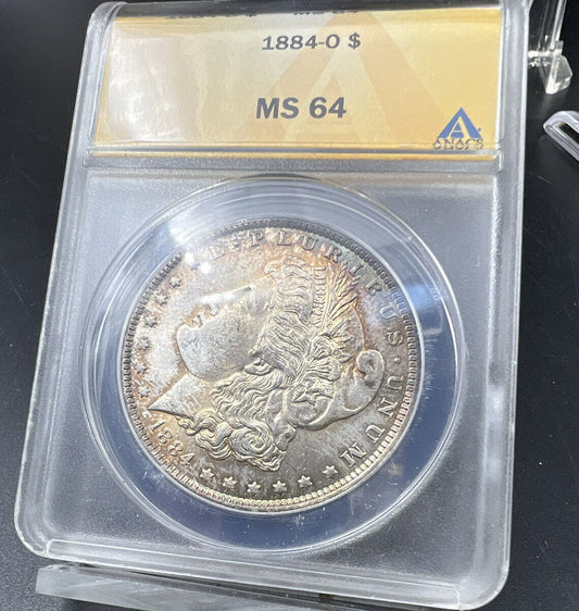 1884 O Morgan Silver Dollar Coin ANACS MS64 Neat Toning Toner