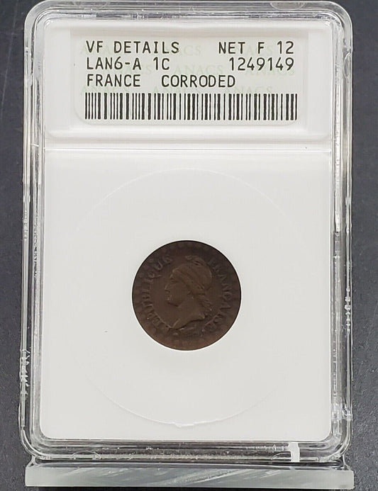 France LAN 6 A (1797-1798) 1 One Centime - Nice Copper Coin