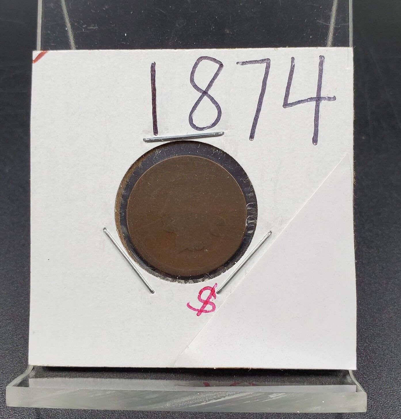 1874 Indian Head Copper Bronze Cent Penny Key Date Fair / Poor Worlds Worst Type