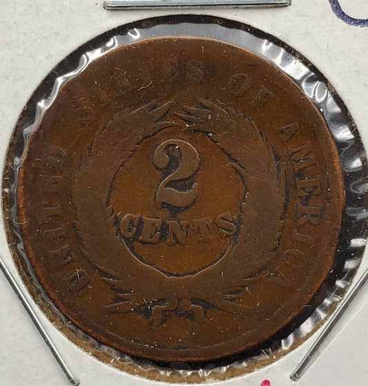 1864 P 2C Two Cent Copper Coin OUT OF PRODUCTION DENOMINATION Circulated