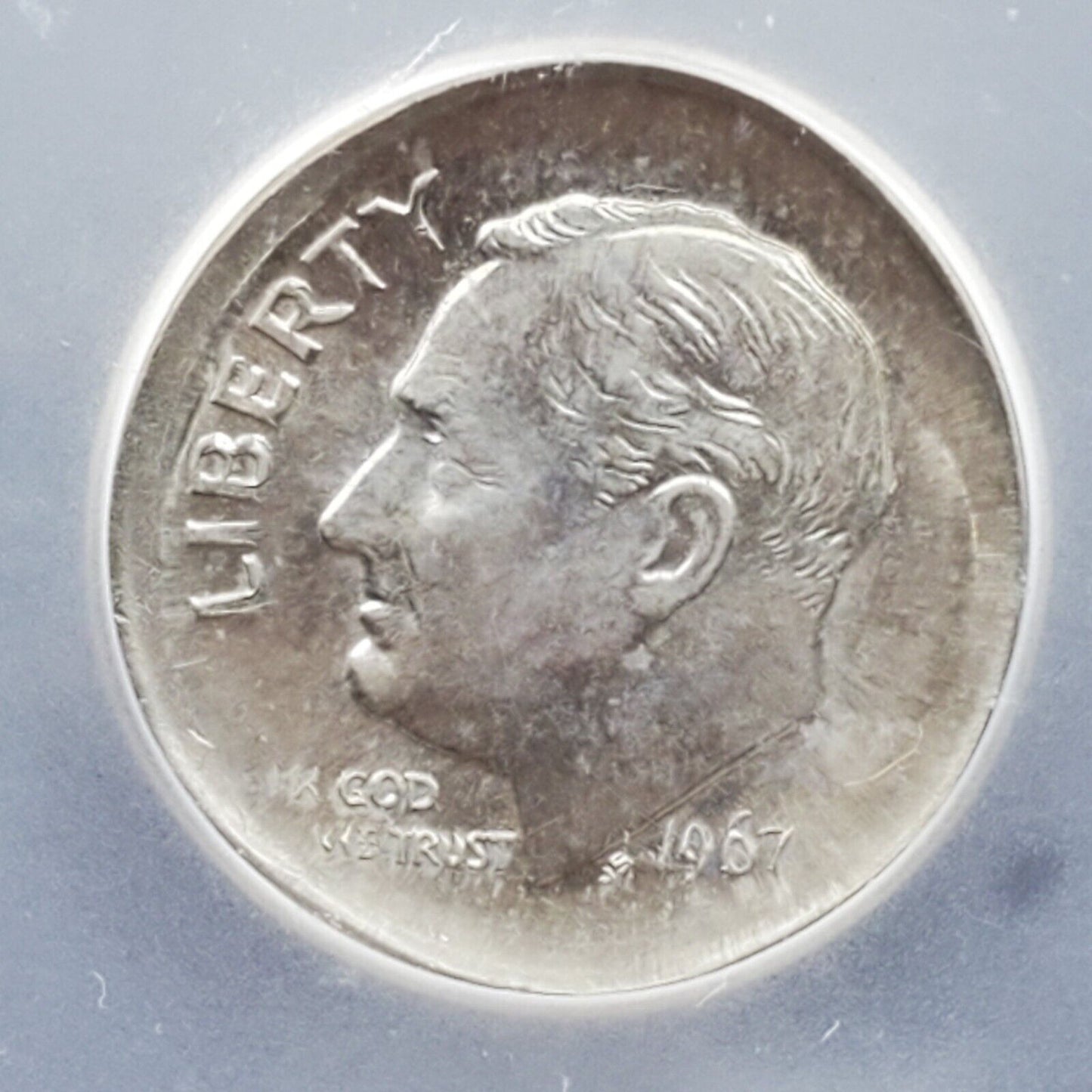 1967 P Roosevelt CLAD Dime MS67 ICG Broadstruck Error Coin Broad Strike