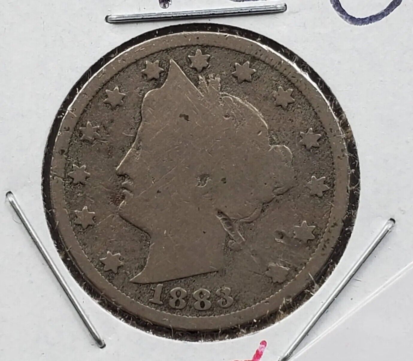 1883 With Cents Variety Liberty V Nickel Variety Coin AG / Good Detail