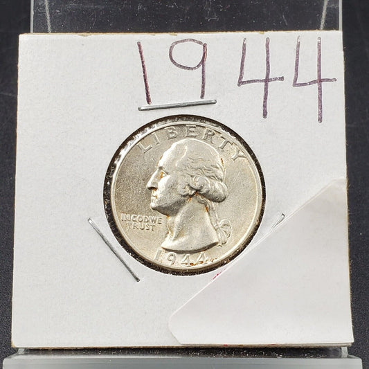 1944 P Washington Silver Quarter Coin CIRC AU ABOUT UNC WW2 ERA