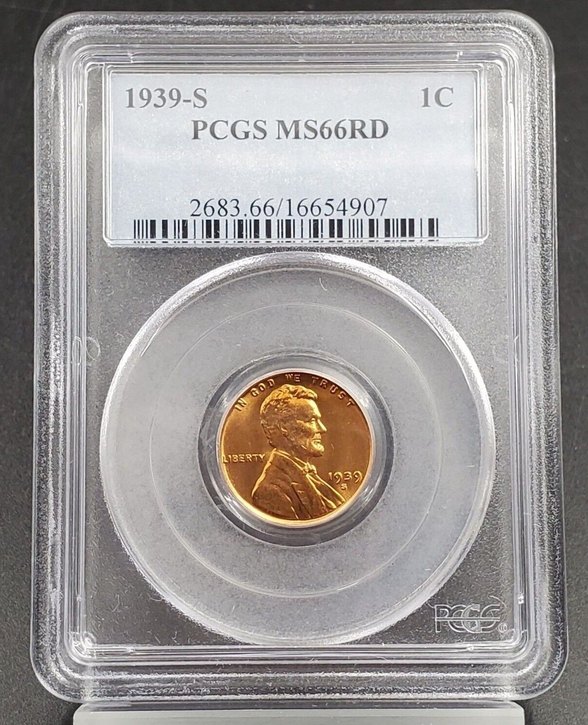 1939 S Lincoln Wheat Cent Penny Coin PCGS MS66 RD RED Gem BU CERTIFIED