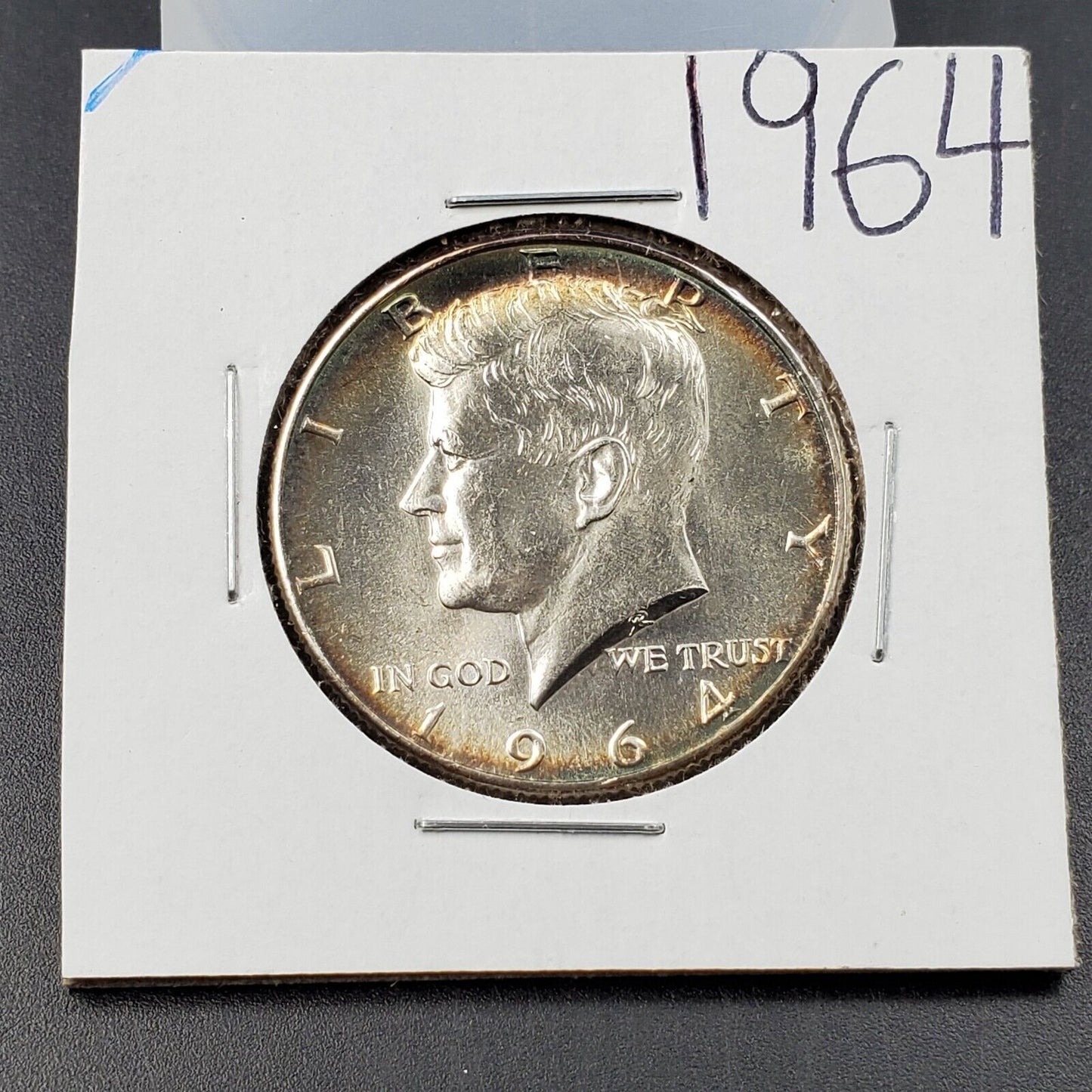 1964 P Kennedy 90% Silver Half Dollar Coin  Nice Toning Toner BU UNC