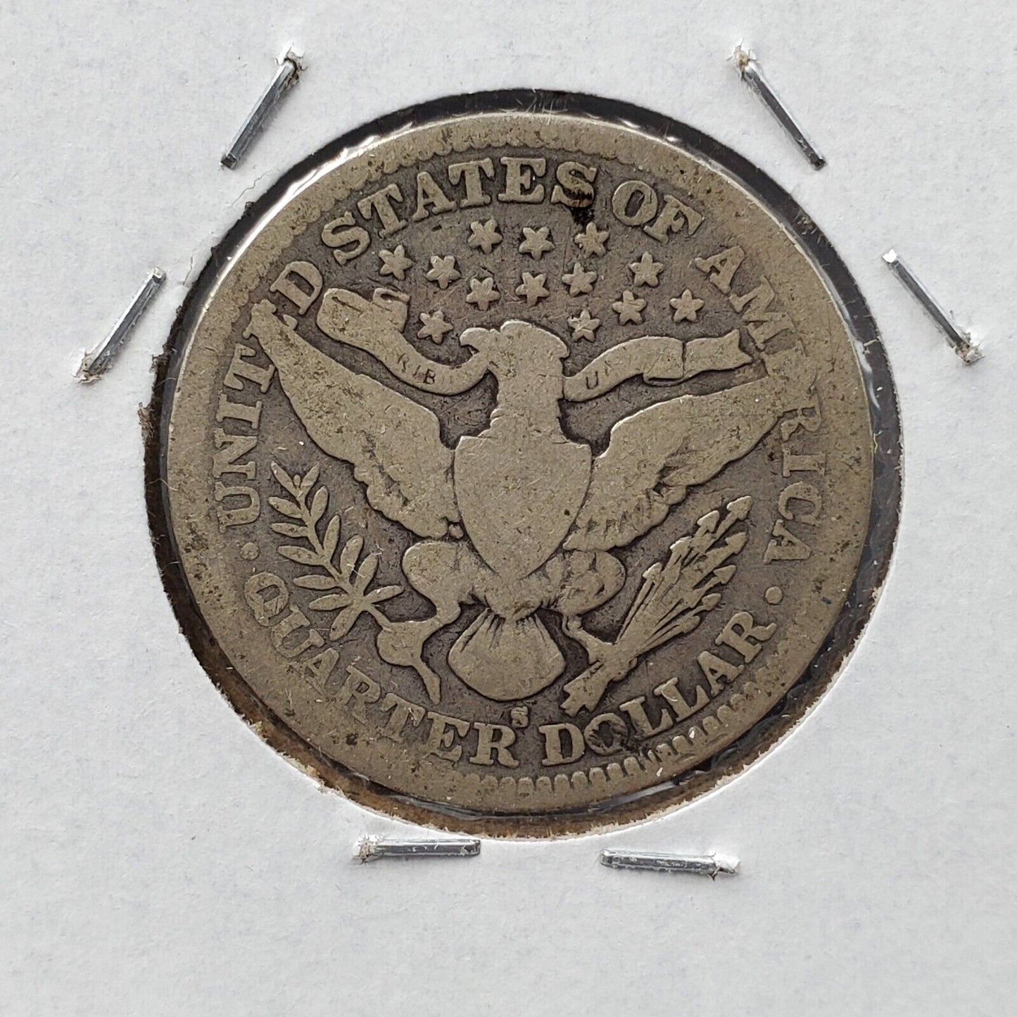 1909 S Barber Silver Quarter Coin  Good Full Date Circ