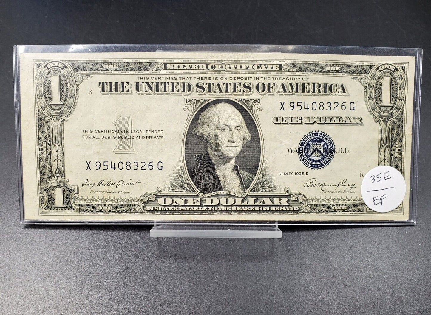 1935 E $1 Silver Certificate US Note CHOICE EF XF Extra Fine Blue Seal Currency