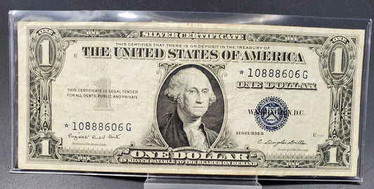 1935 G $1 Silver Certificate US CH VF No Motto Star * Note REPEAT BLOCK # 77777