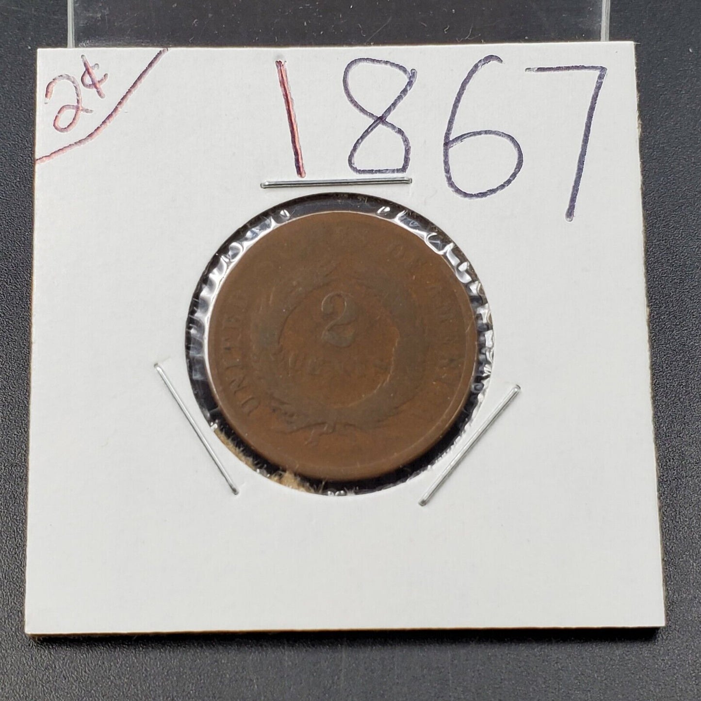1867 LM 2C Two Cent Copper Coin Choice AG About Good Full Date