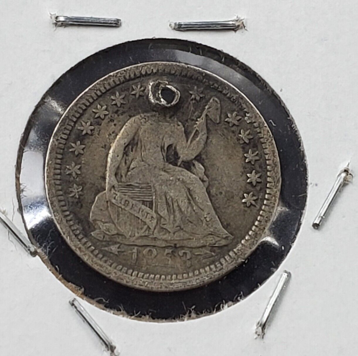 1882 Love Token on Seated Liberty 1853 With Arrows Dime