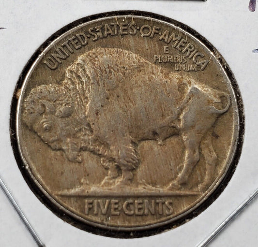 1913 P 5c Type 2 Buffalo Indian Head Nickel  Mis Aligned Die + Die Crack at 6:30