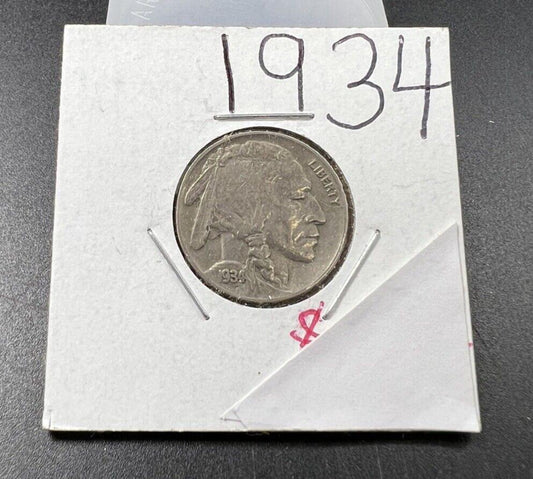 1934 5c Buffalo Indian Head Nickel Coin Choice VF Very Fine