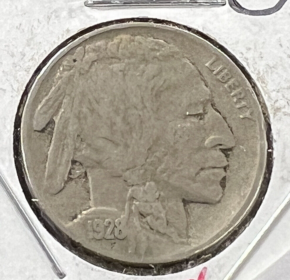 1928 5c Buffalo Indian Head Nickel Coin Choice VG Very Good / Fine