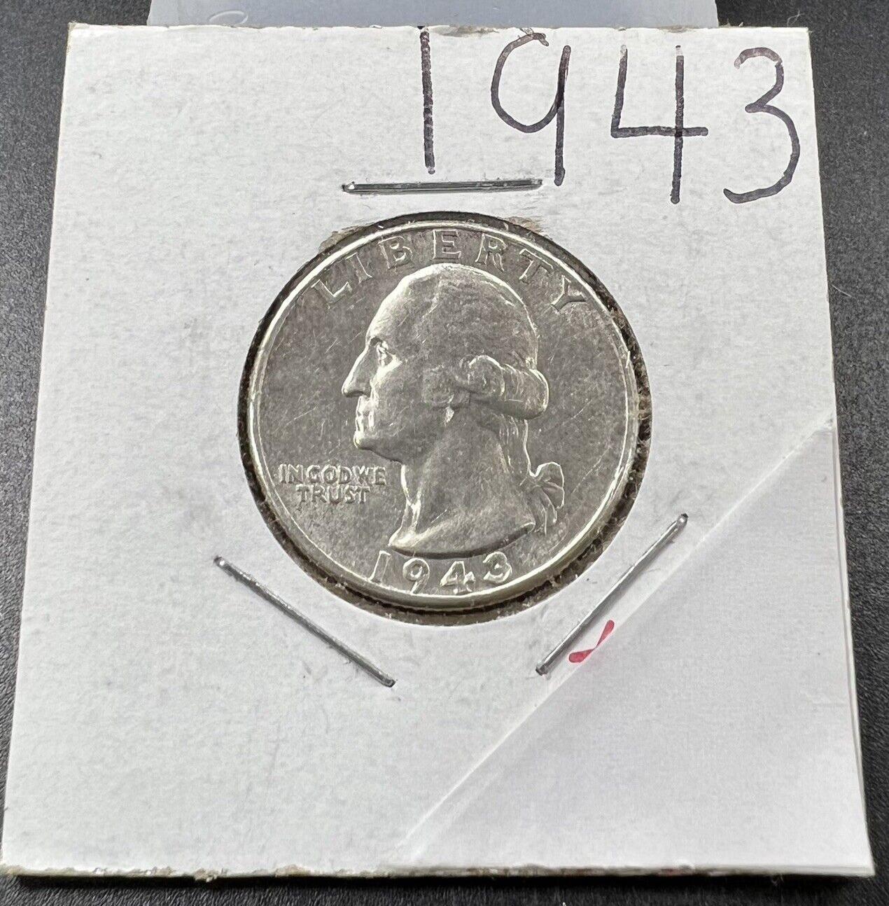 1943 P 25C Washington Quarter Silver Coin WW2 World War Two Era AU About UNC