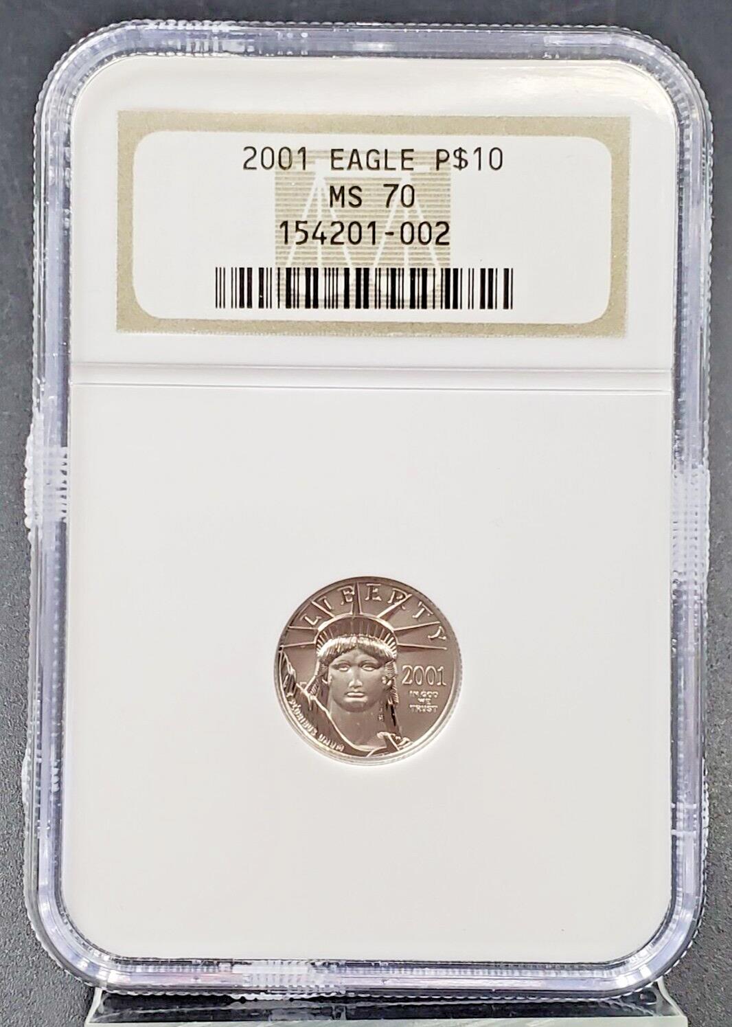 2001 $10 Platinum American Eagle 1/10 Oz NGC MS 70 Brown Label