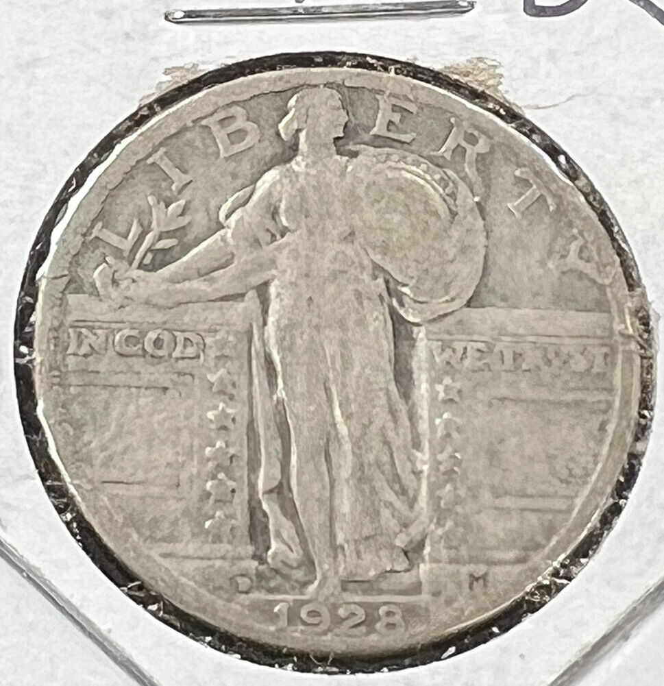 1928 D Standing Liberty Silver Quarter Coin Choice G Good / VG Very good