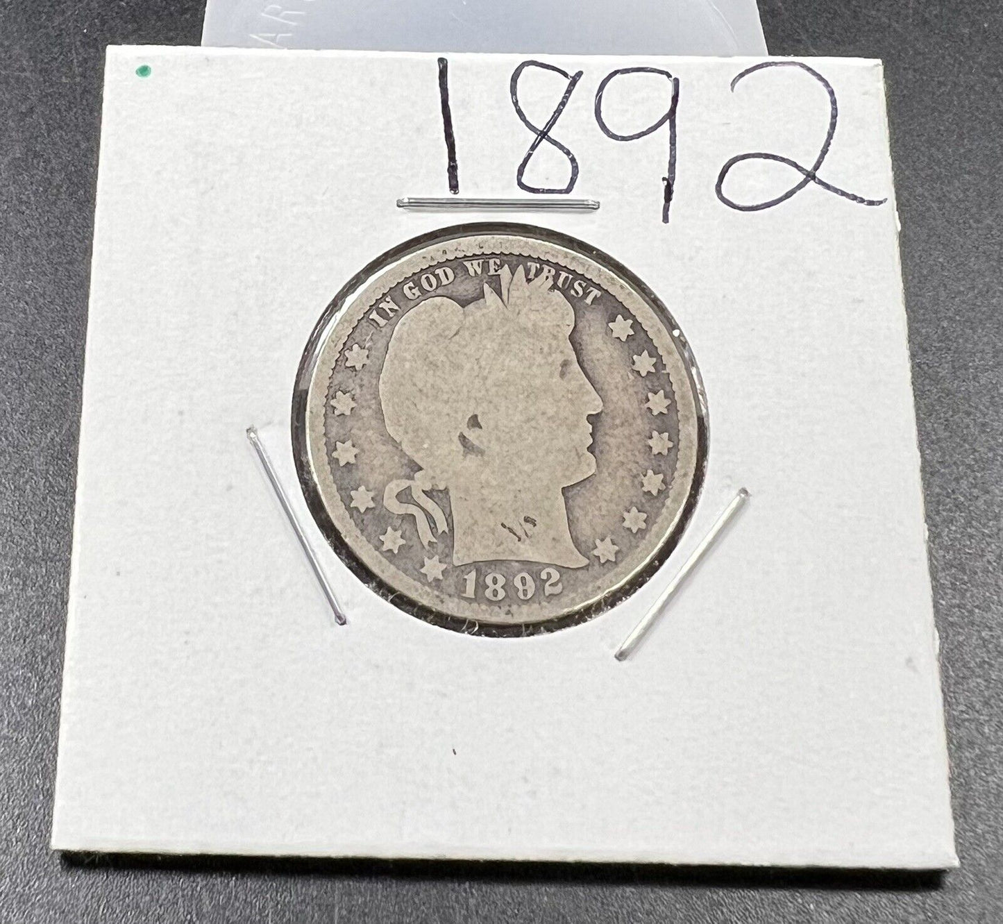 1892 Barber Silver Quarter Coin Choice Good Circ First Year of Type