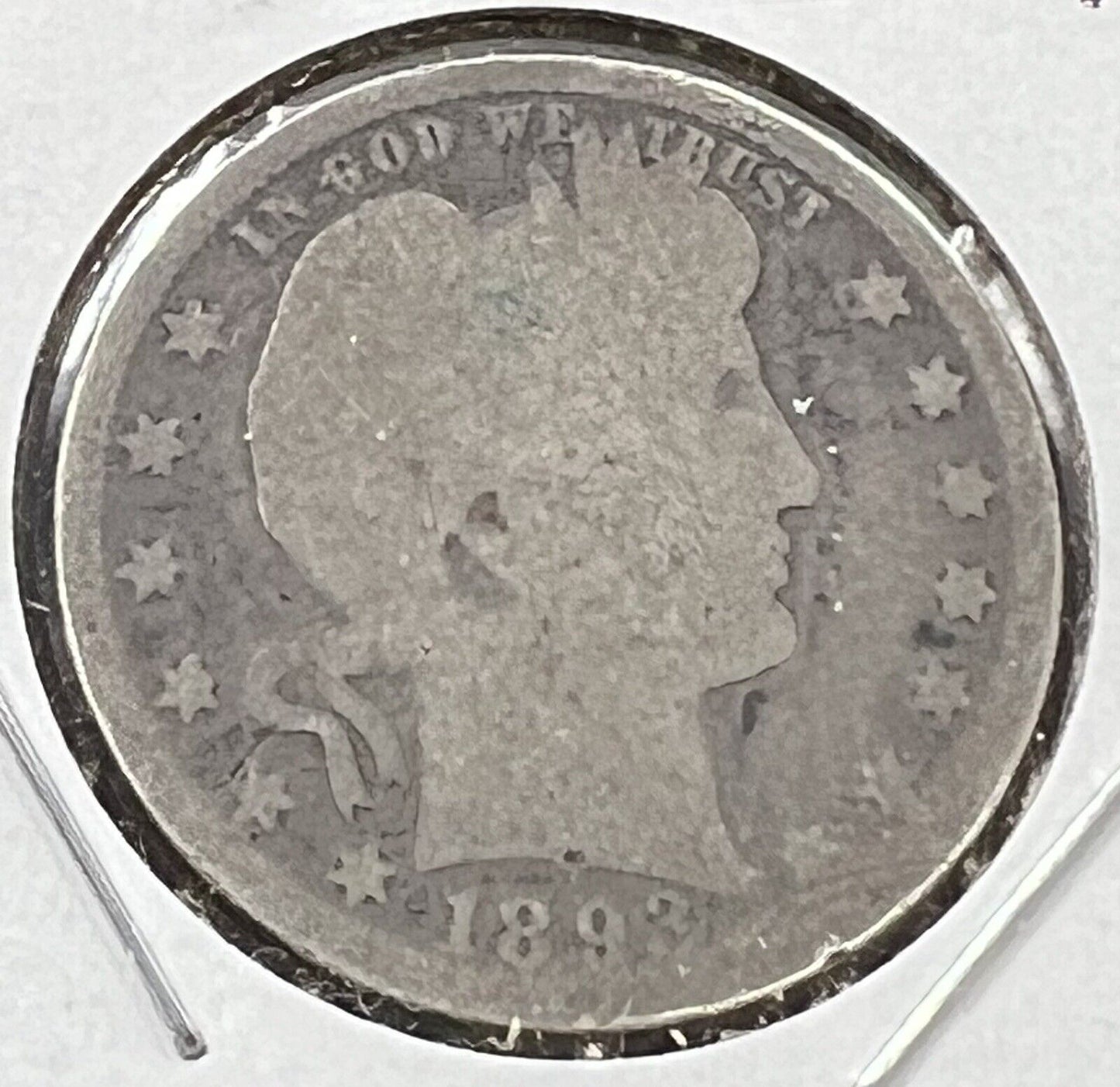 1893 Barber Silver Eagle Quarter Coin AG About Good Circ