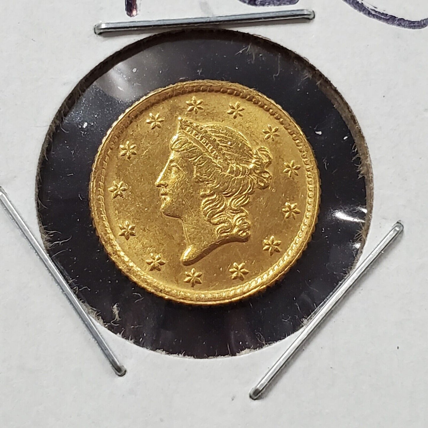 1853 Liberty Head Type I Gold Dollar $1 Choice BU UNC 180 Rotated Die Variety