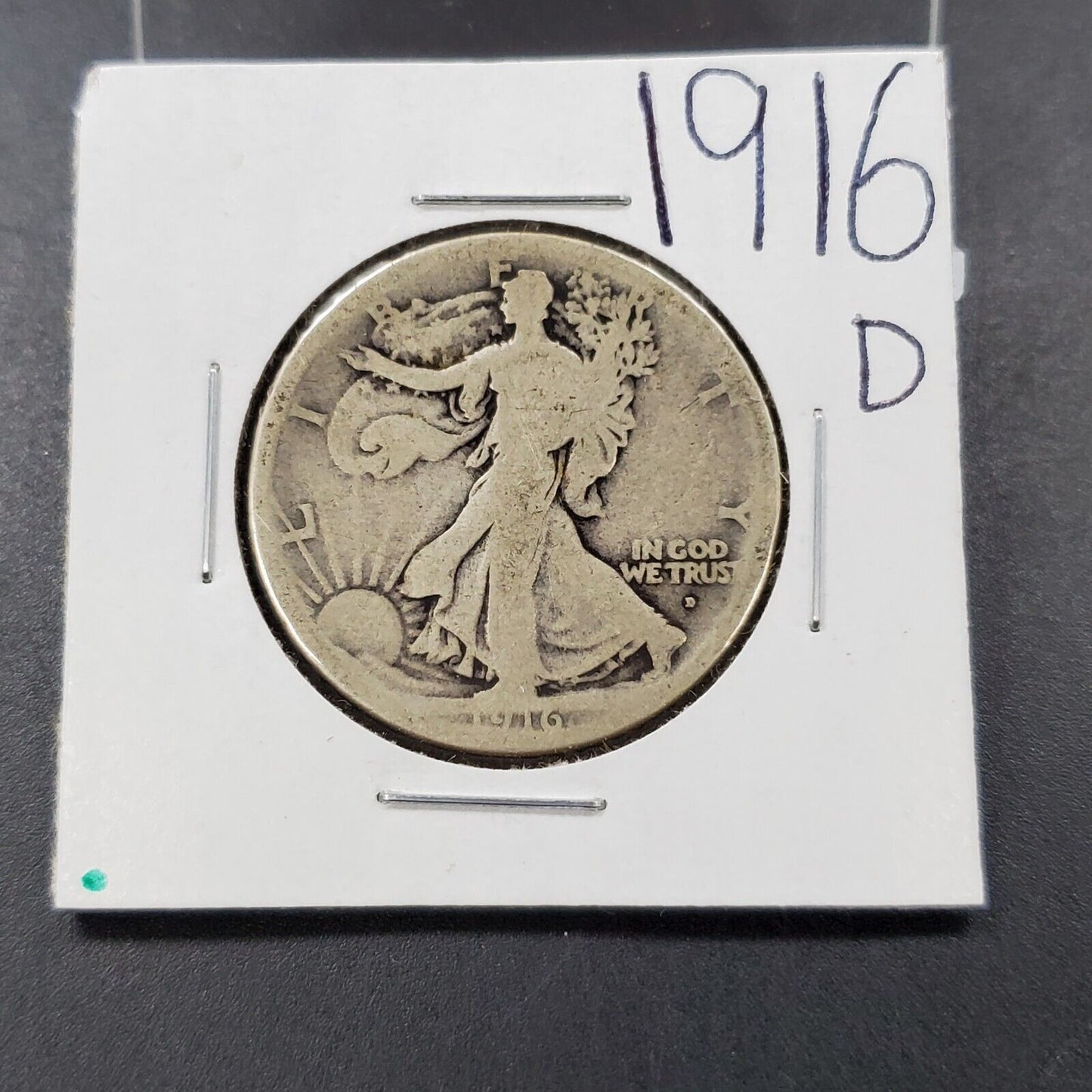 1916 D 50c Walking Liberty Half Dollar Coin Choice AG / Good OBV Mint Mark