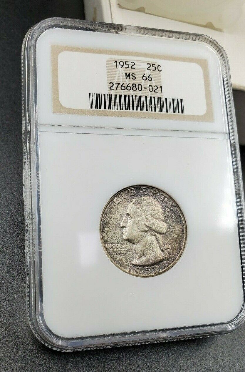 1952 P 25C Washington Quarter Silver Coin NGC MS66 Brown Label Some Toning